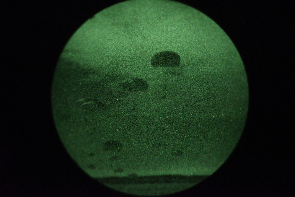 Spartan paratroopers conduct night jump operations