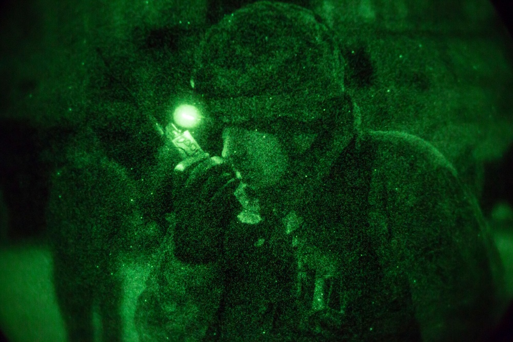 Spartan paratroopers conduct night jump operations