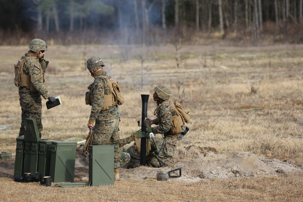 Boom! 2/2 mortars fire rounds down range