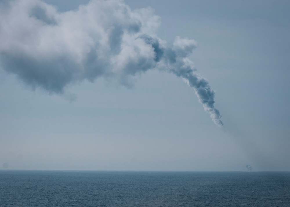 USS New Orleans fires Rolling Airframe Missile