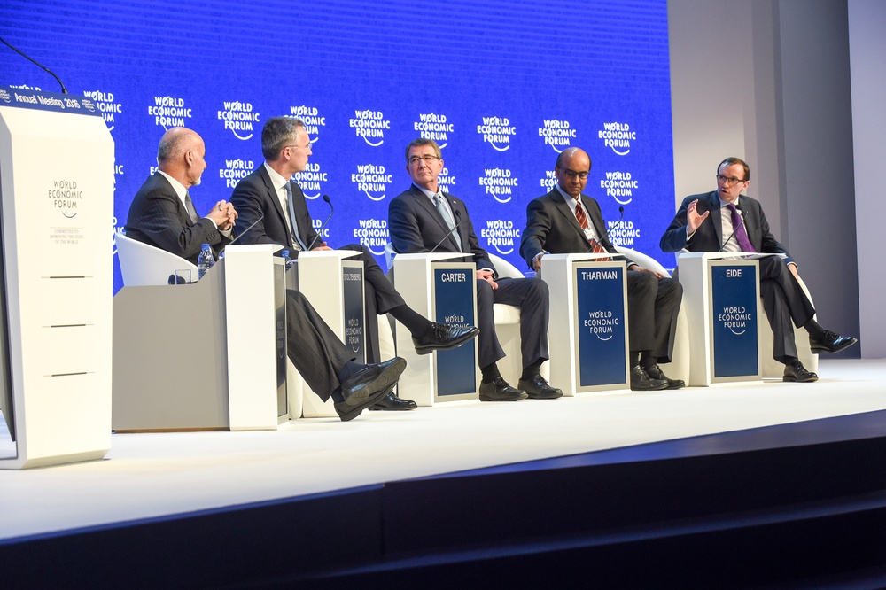 Secretary of defense speaks on panel at the World Economics Forum