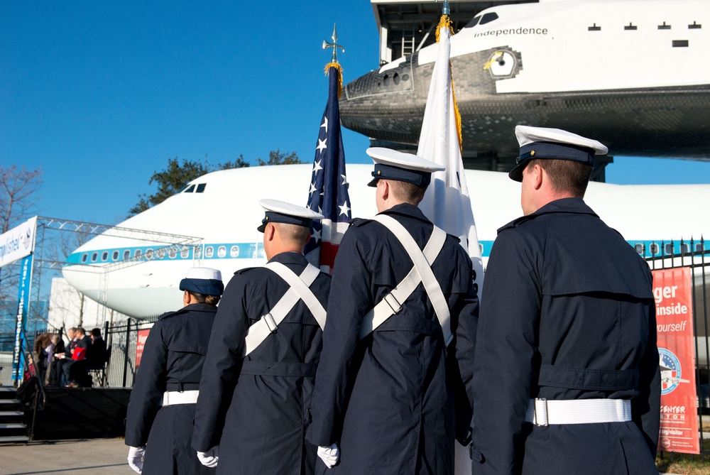 Color guard presents at NASA ceremony