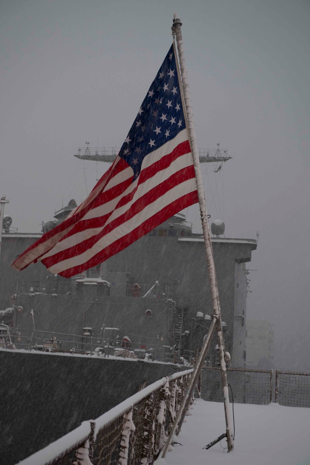 USS Ashland’s evening colors ceremony