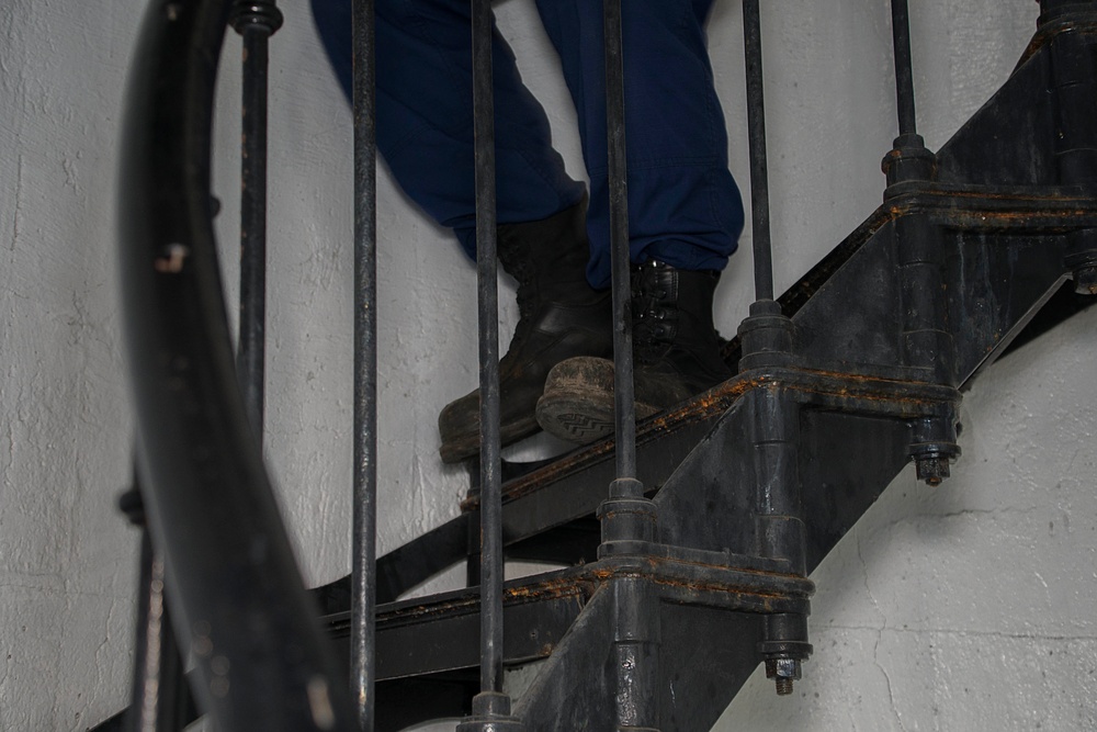 Coast Guard conducts maintenance procedures for Alcatraz Lighthouse