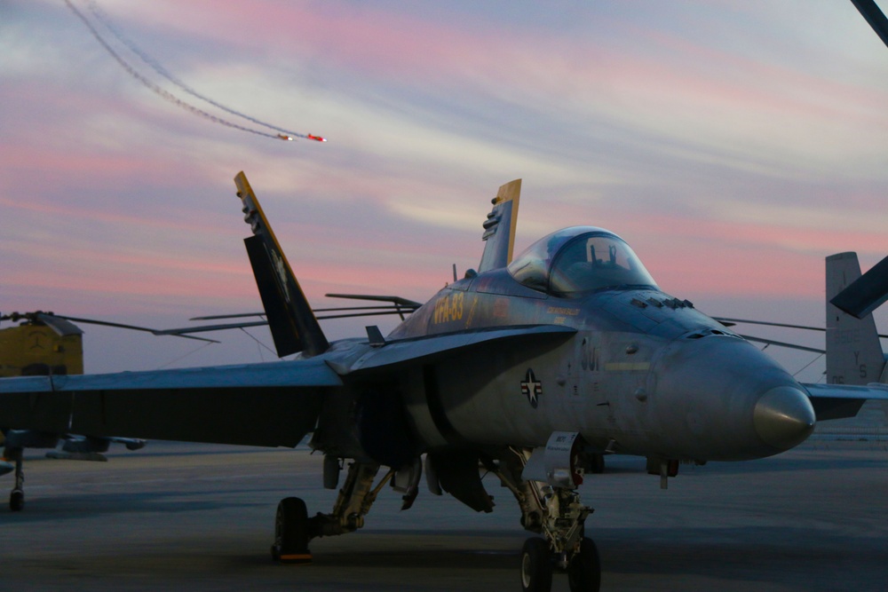 Sunset over the Hornet at the Bahrain air show