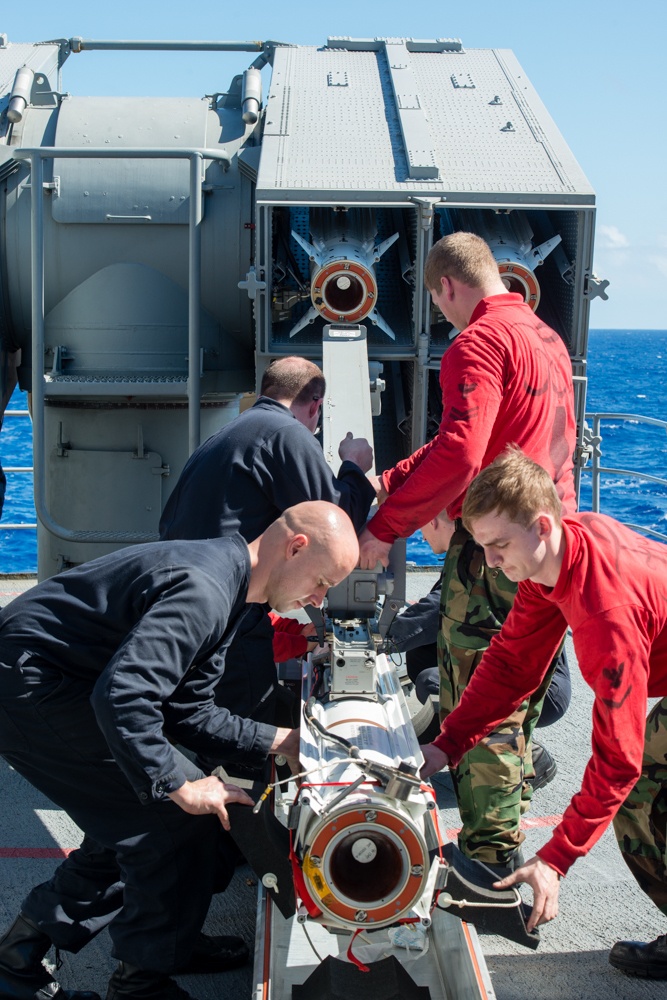 Evolved Sea Sparrow missile system aboard USS John C. Stennis