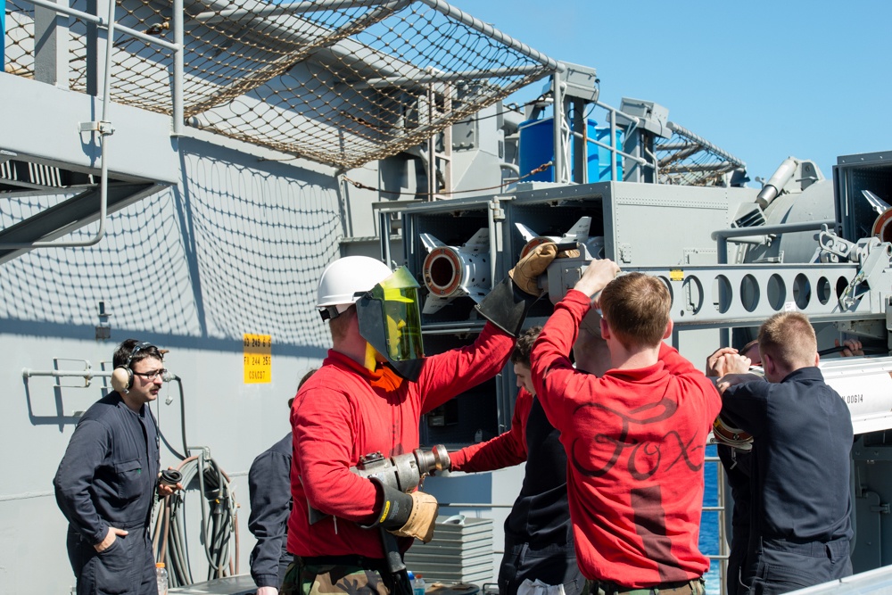 Evolved Sea Sparrow missile system aboard USS John C. Stennis