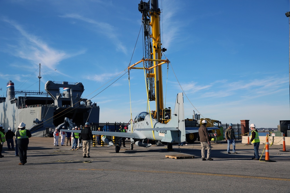 Cape Race loading four A-29 Super Tucano attack/training aircraft