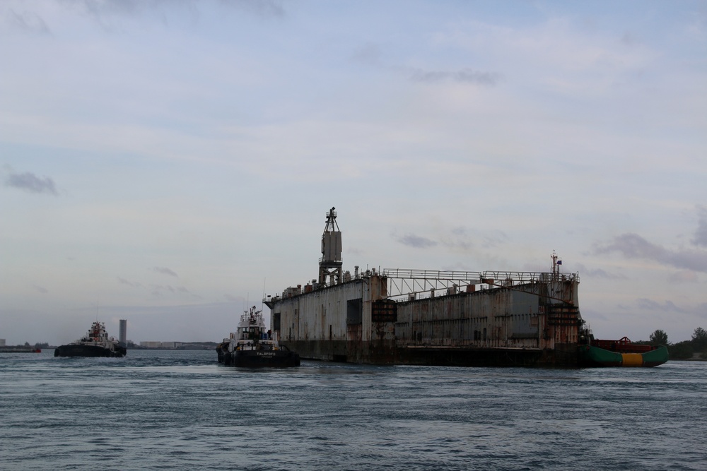 Dry Dock ‘Richland’ removed from Naval Base Guam after 48 years