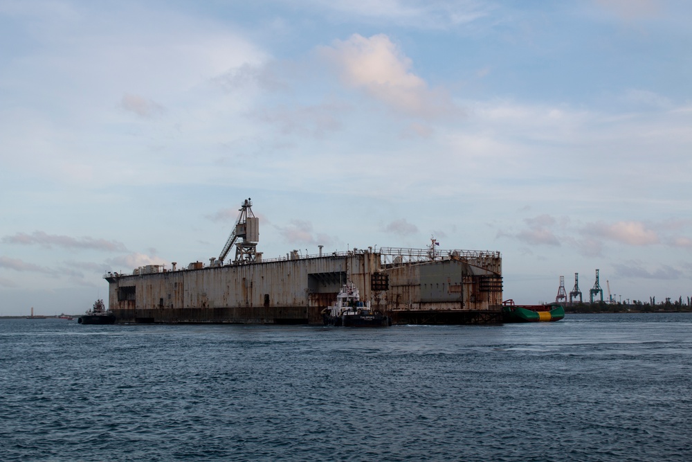 Dry Dock ‘Richland’ removed from Naval Base Guam after 48 years