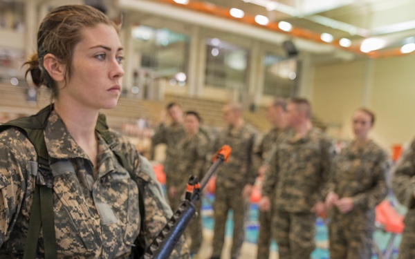 Female ROTC cadet mentally prepares for CWST