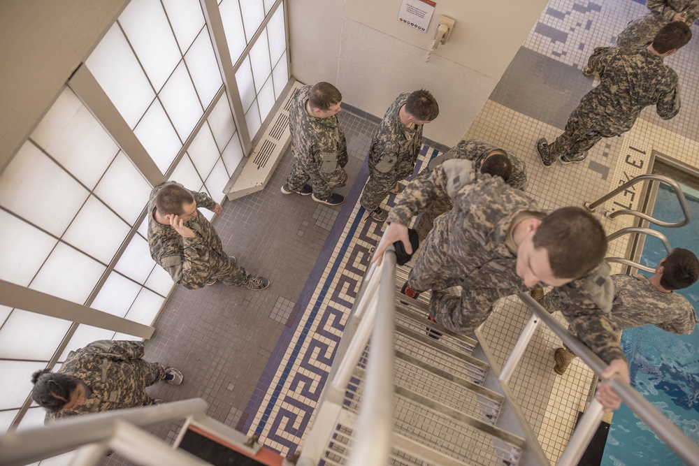 Cadets file up the 5-meter ladder