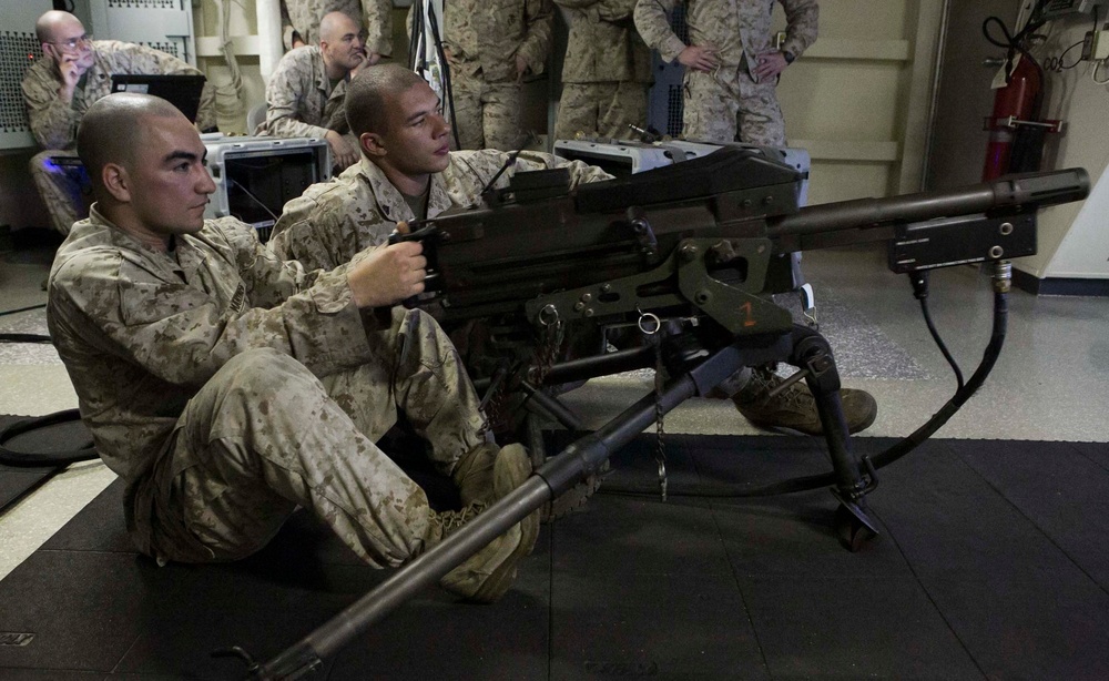 Marines train aboard USS Arlington