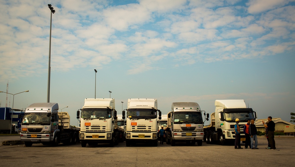 U.S. Service Members Unload Supplies at Laem Chabang International Terminal