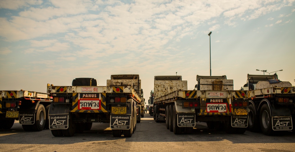 U.S. Service Members Unload Supplies at Laem Chabang International Terminal