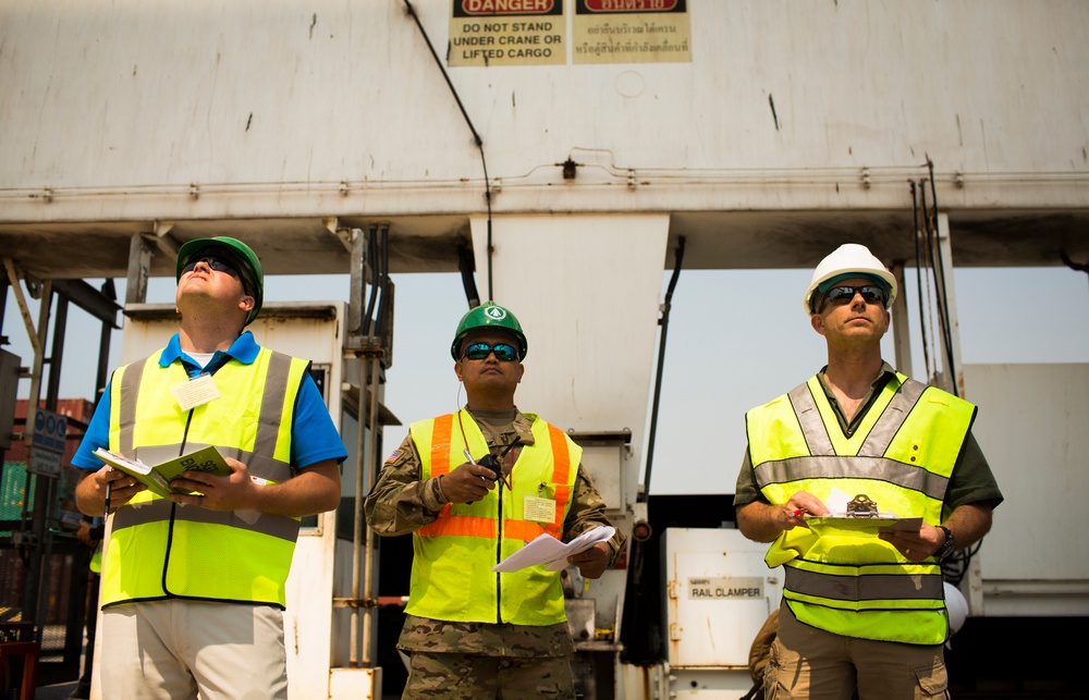 U.S. Service Members Unload Supplies at Laem Chabang International Terminal