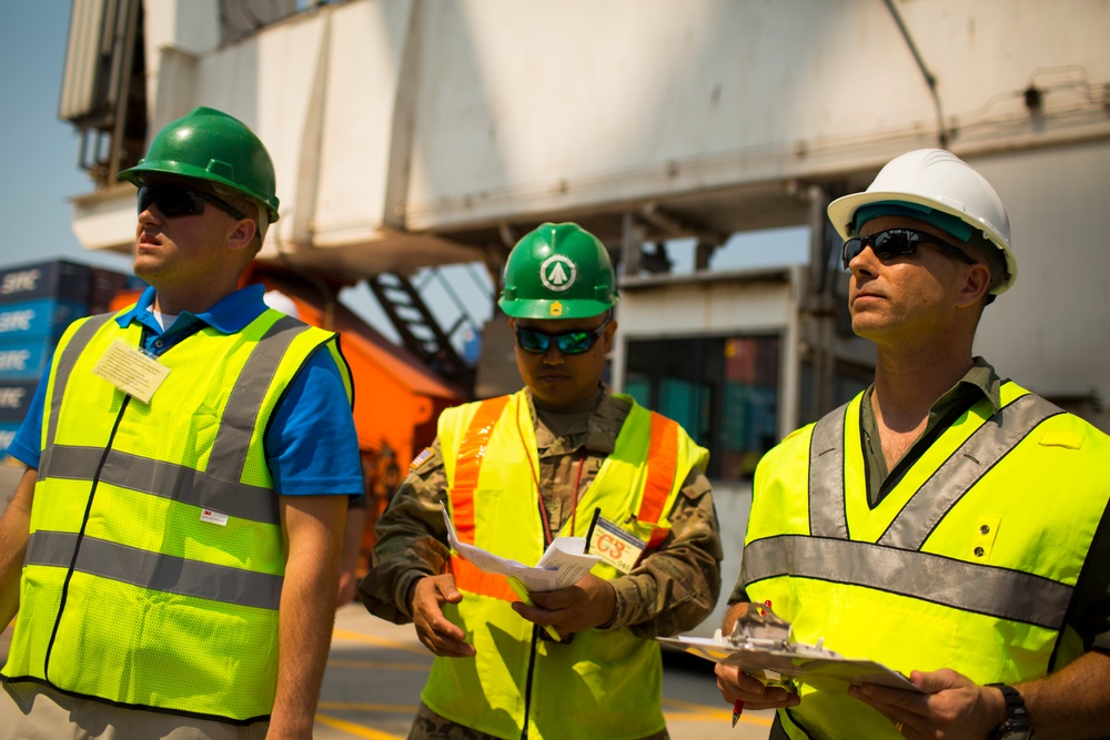 U.S. Service Members Unload Supplies at Laem Chabang International Terminal