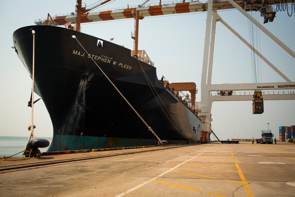 U.S. Service Members Unload Supplies at Laem Chabang International Terminal