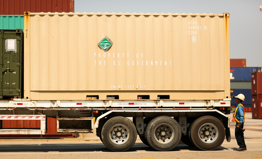 U.S. Service Members Unload Supplies at Laem Chabang International Terminal