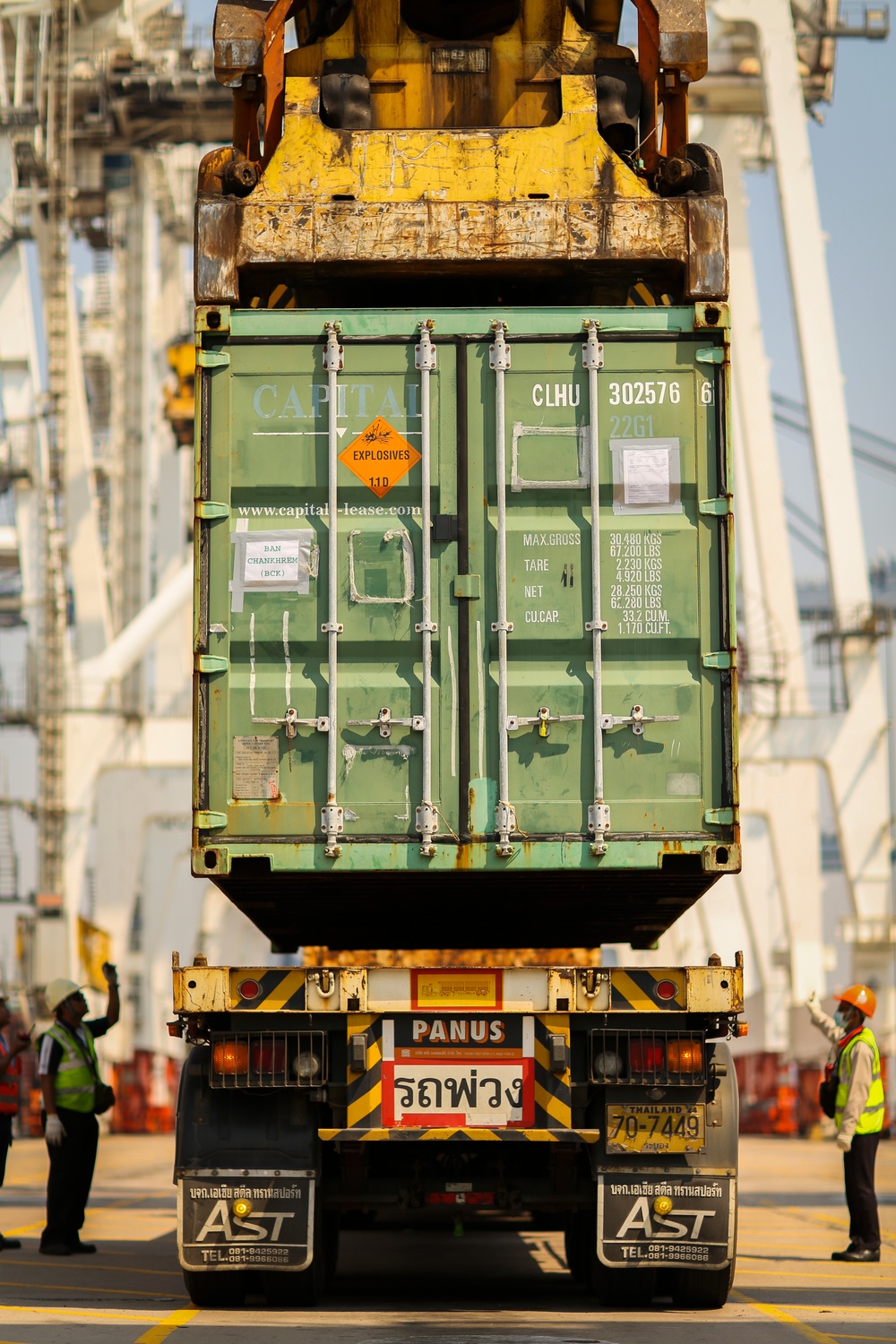 U.S. Service Members Unload Supplies at Laem Chabang International Terminal