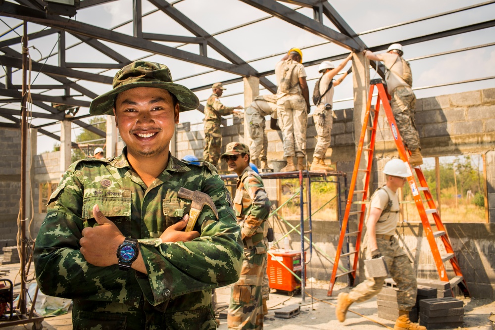 Construction Continues at the Ban Raj Bum Roong School During Exercise Cobra Gold 2016