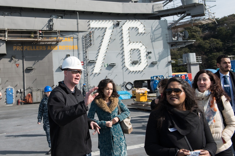 Visitors tour USS Ronald Reagan