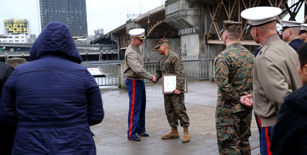 GySgt Cerda Promoted on the Portland Waterfront