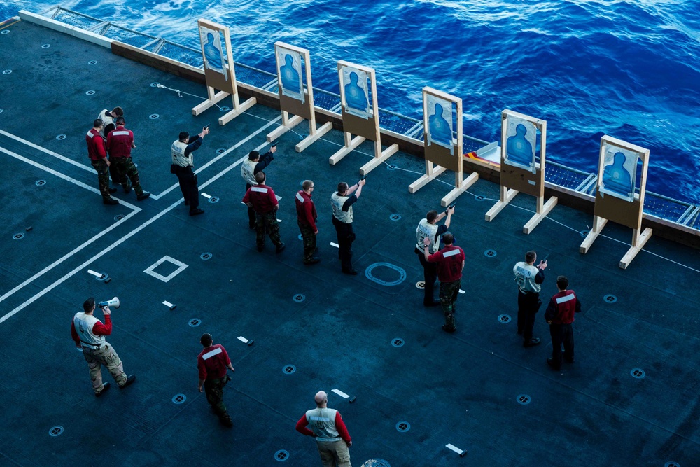 Small-arms qualification aboard USS John C. Stennis