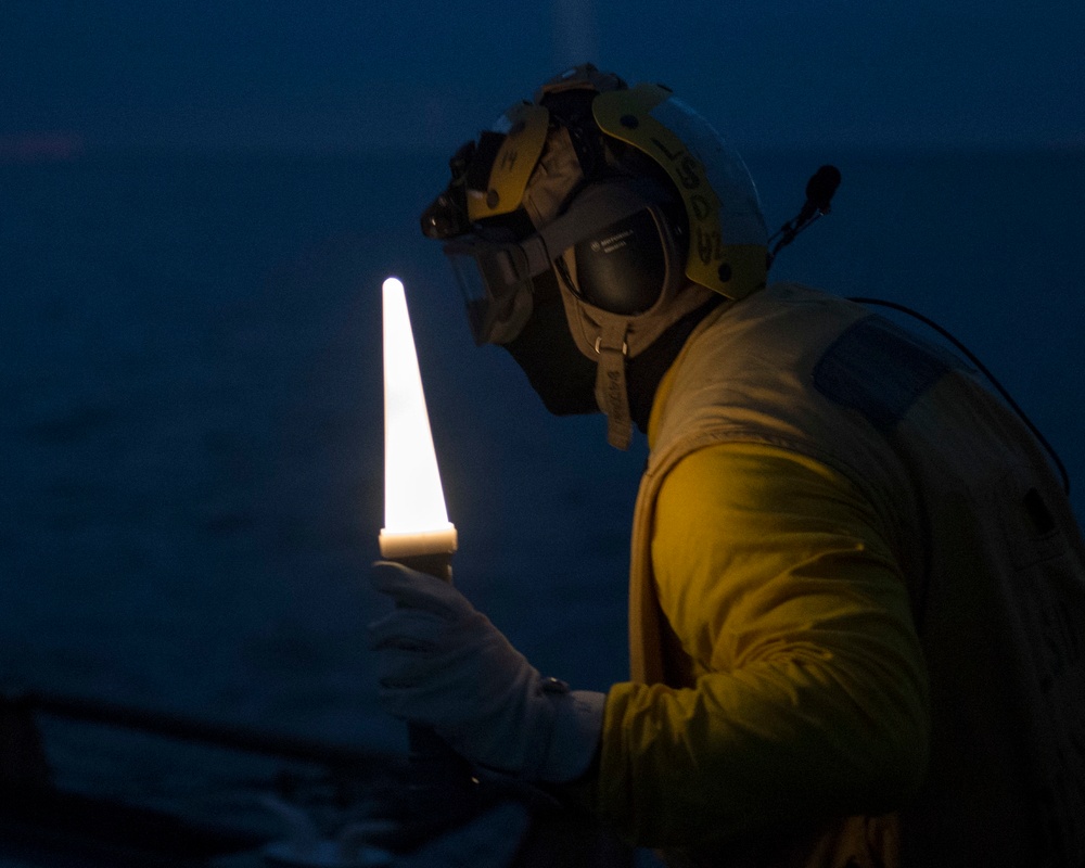 USS Germantown flight deck activity