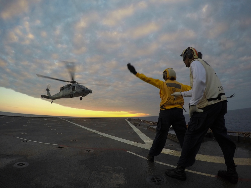 USS Germantown flight deck activity