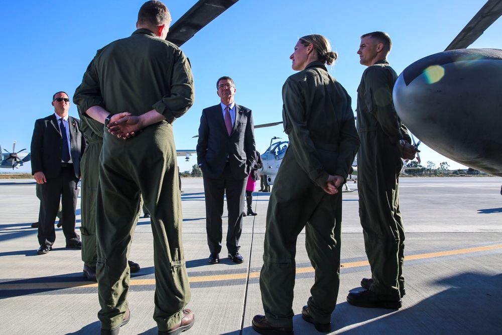 Secretary of Defense visits service members aboard MCAS Miramar