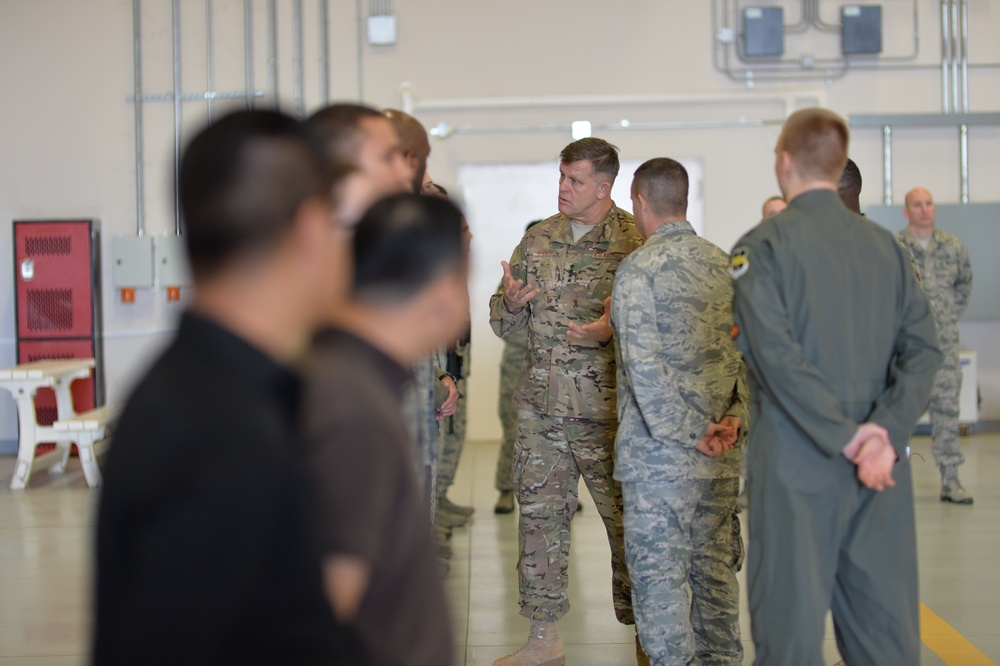 Gen. Gorenc visited Sigonella to talk to Airmen and contractors working with the NATO Alliance Ground Surveillance (AGS) and 324th Expeditionary Reconnaissance Squadron (ERS) during trip around Europe and Africa