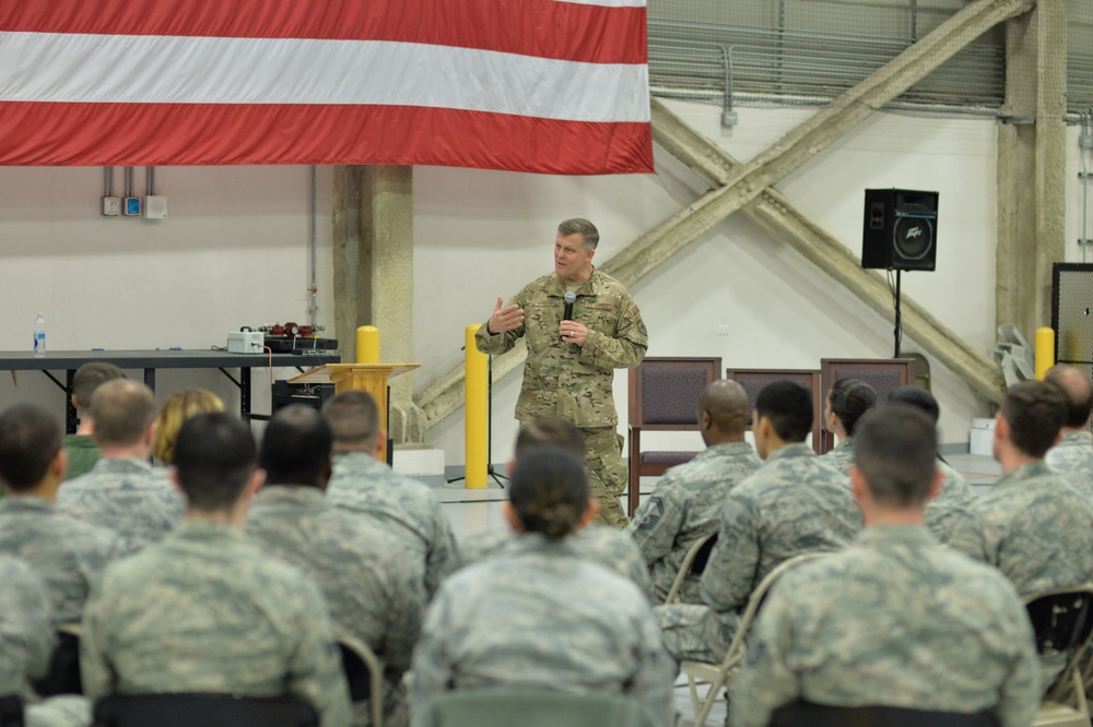 Gen. Gorenc visited Sigonella to talk to Airmen and contractors working with the NATO Alliance Ground Surveillance (AGS) and 324th Expeditionary Reconnaissance Squadron (ERS) during trip around Europe and Africa