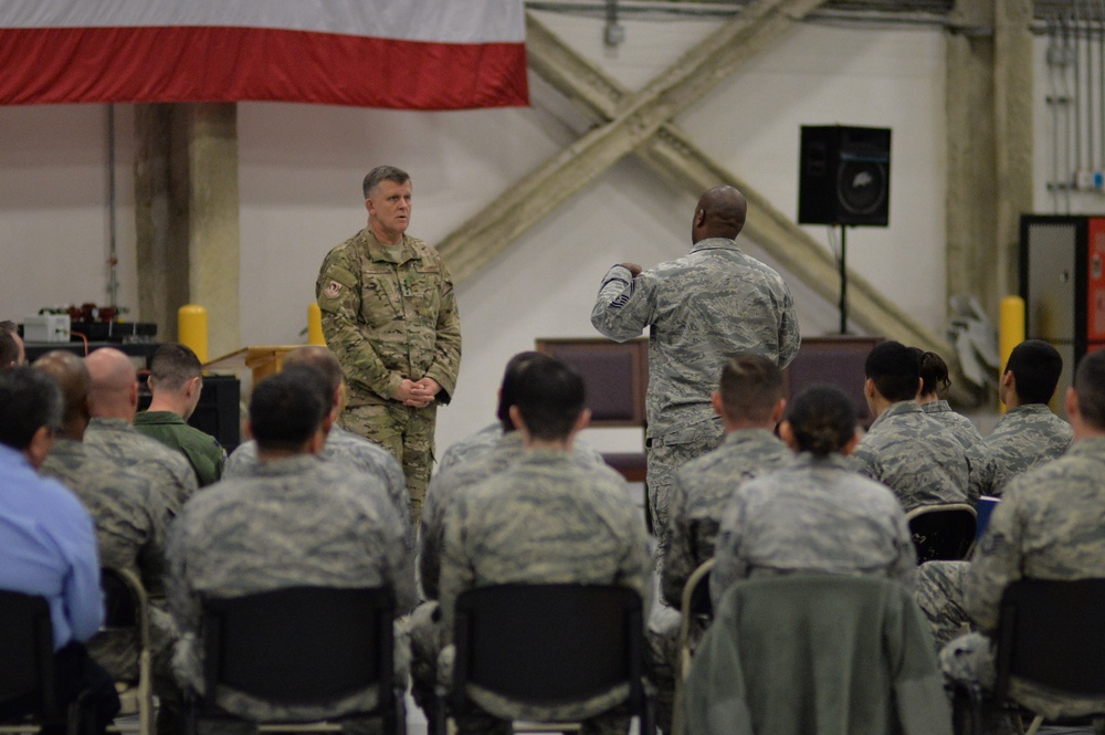 Gen. Gorenc visited Sigonella to talk to Airmen and contractors working with the NATO Alliance Ground Surveillance (AGS) and 324th Expeditionary Reconnaissance Squadron (ERS) during trip around Europe and Africa