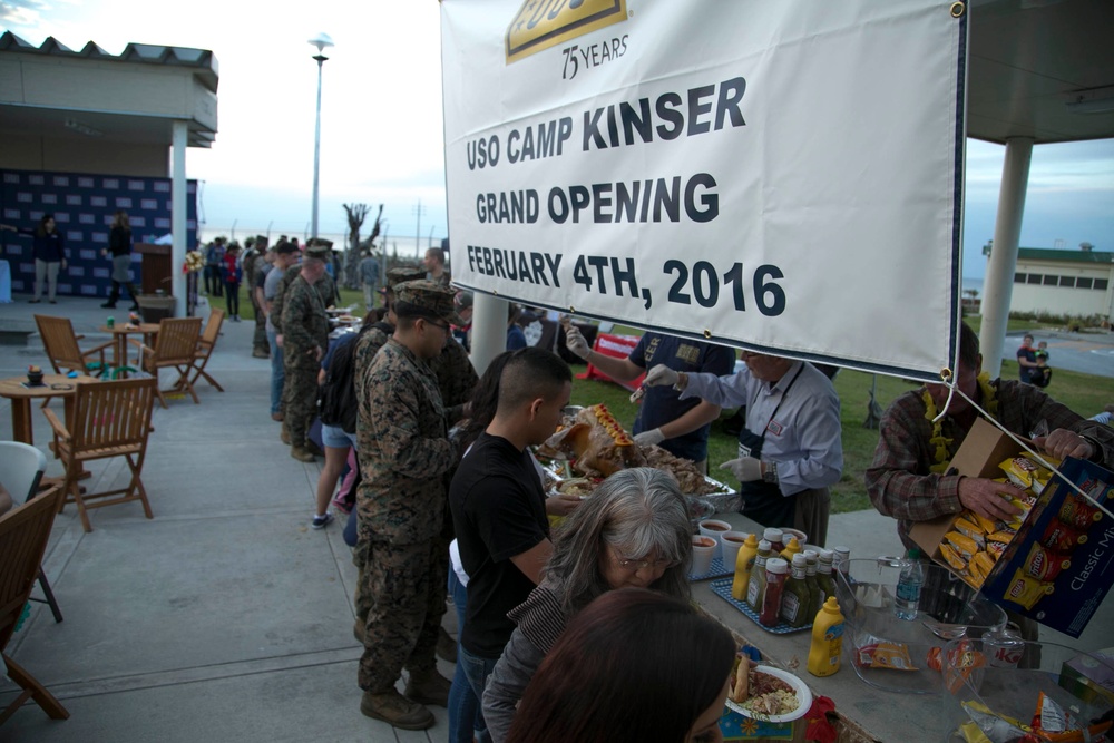 Status of Forces Agreement personnel celebrate new USO facility’s grand opening on Camp Kinser