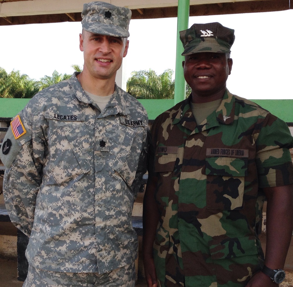 Lt. Col. William LeCates with Liberian colleague