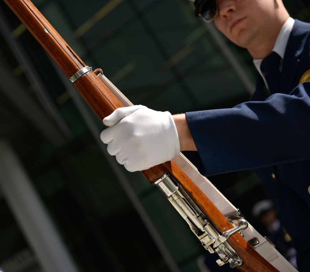 Coast Guard Ceremonial Honor Guard performs at National World War II museum
