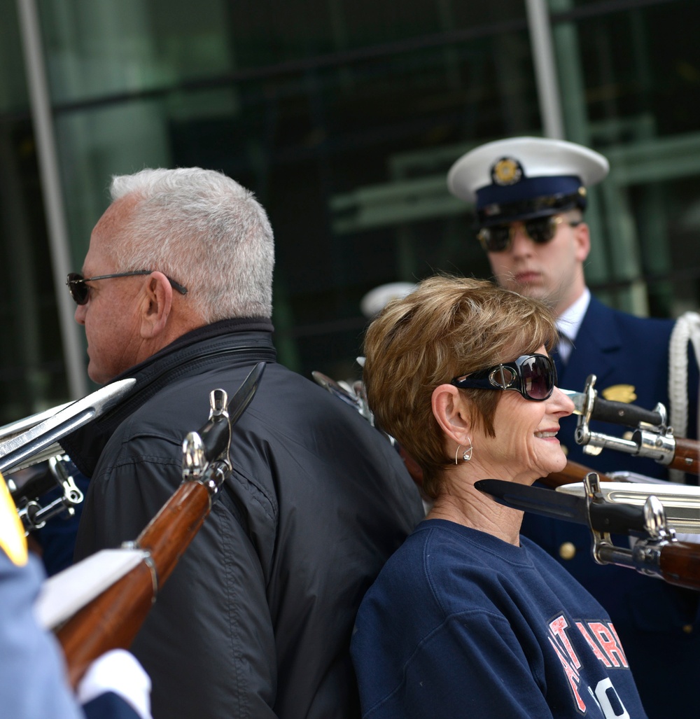 Coast Guard Ceremonial Honor Guard performs at National World War II Museum