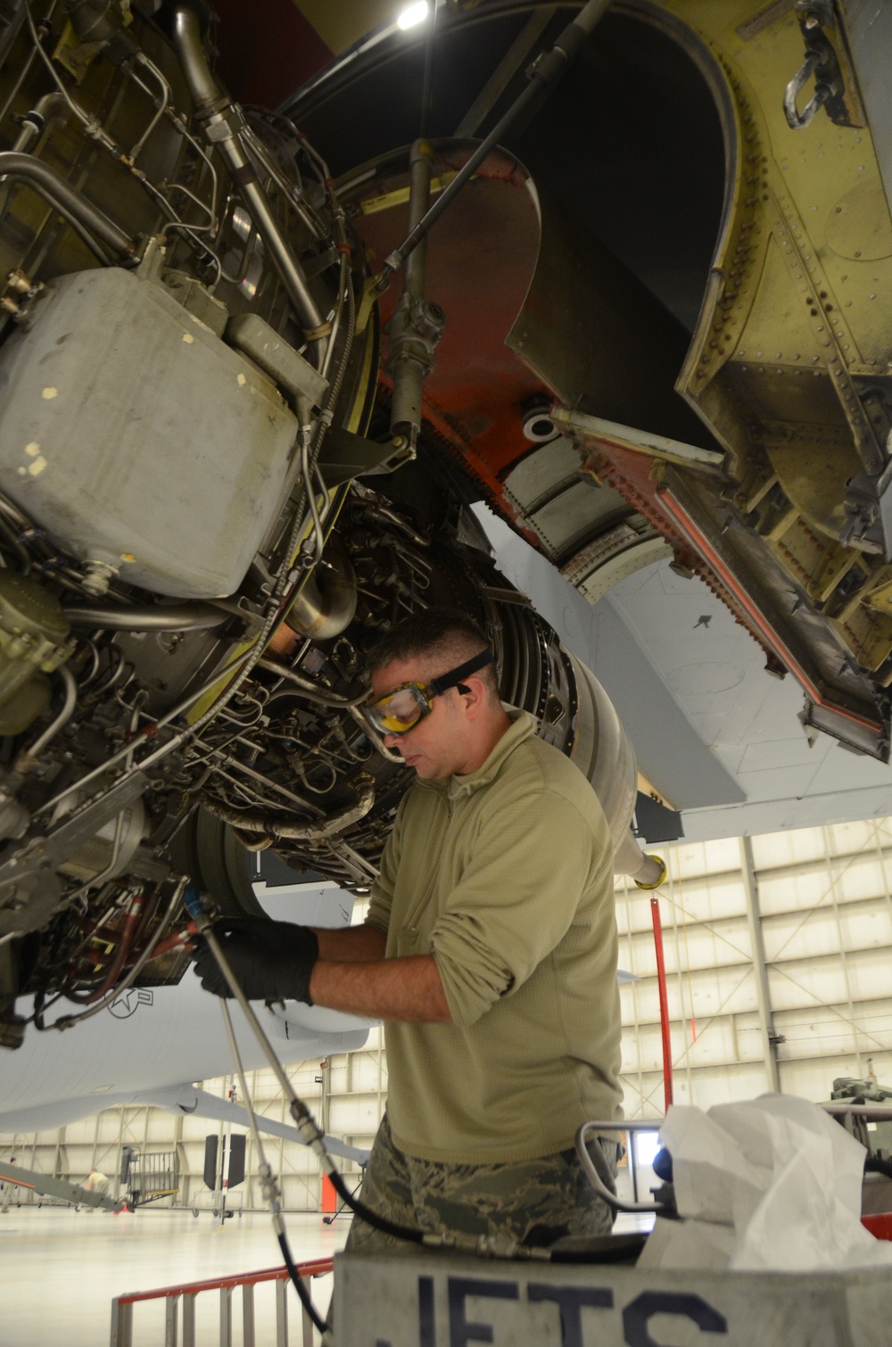 Airmen with the 128th ARW Maintenance Group perform acceptance inspection