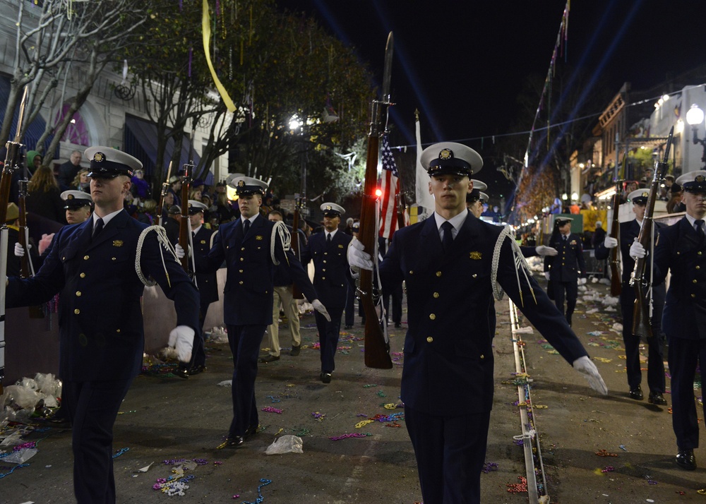 Coast Guard Ceremonial Honor Guard Participates in Bacchus 2016 Mardi Gras Parade