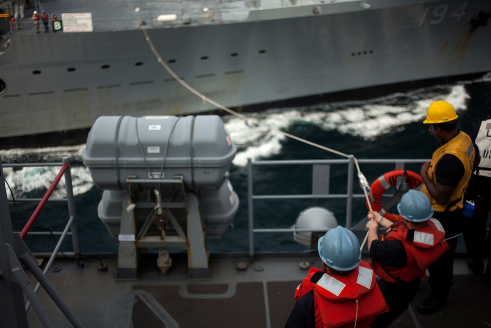 USNS John Ericsson resupplies USS Ashland at sea