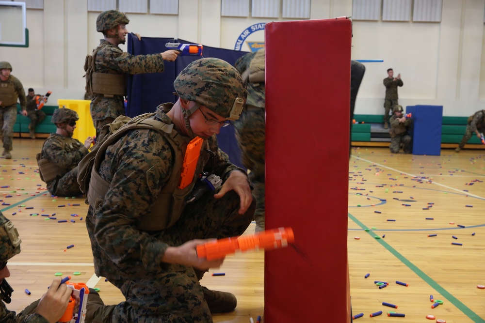 Elementary students' energy keeps Marines engaged during Nerf Battle