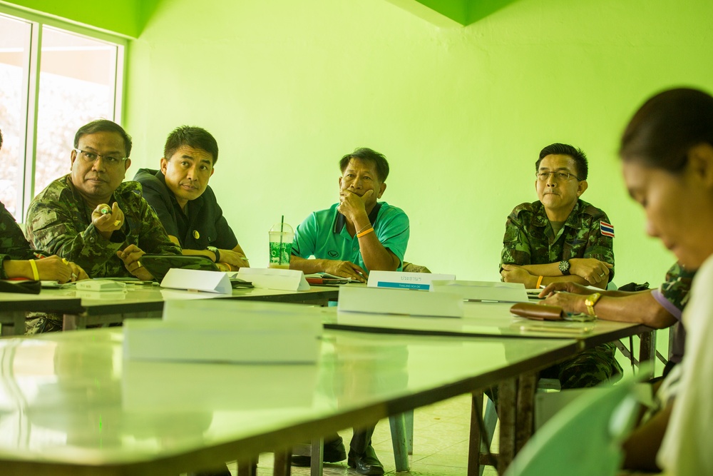 Combined Joint Civil Military Operational Task Force meets with service members at the Ban Raj Bum Roong Middle School