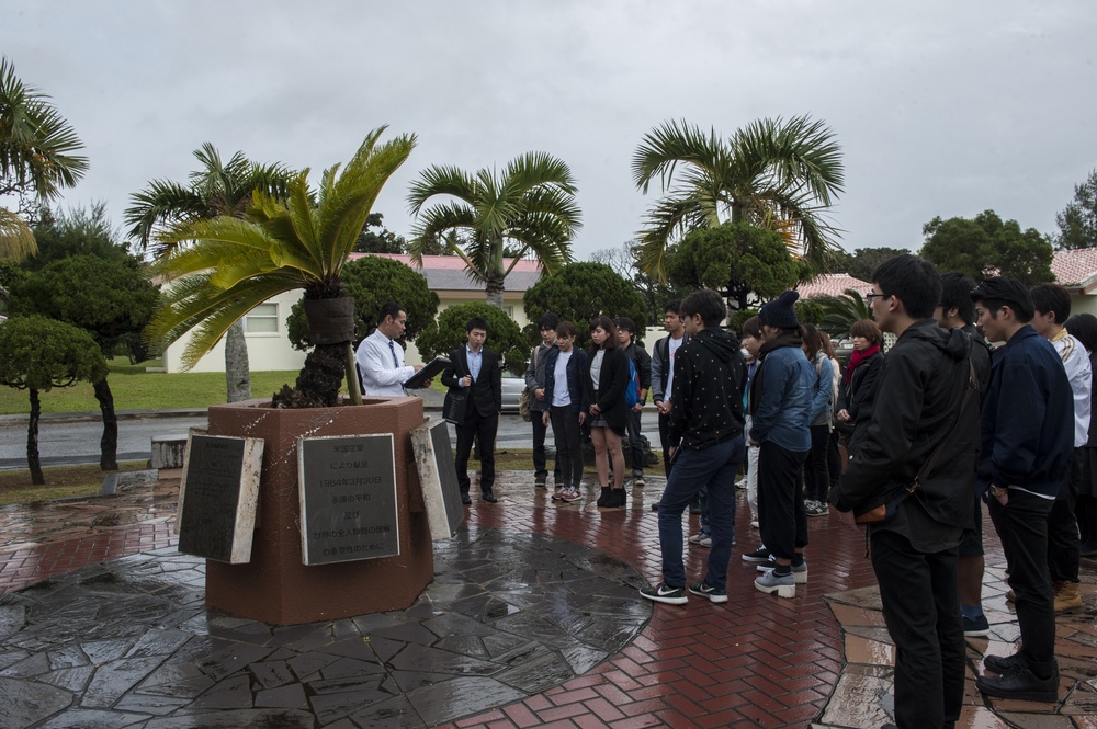 Okinawa International University students visit Kadena