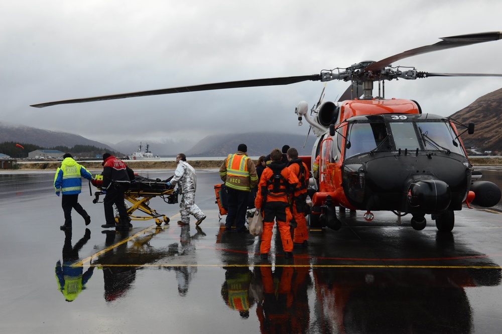 Coast Guard medevacs two injured crewmen 220 miles southeast of Kodiak, Alaska