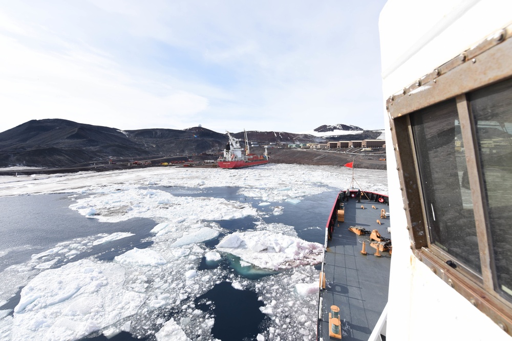 Coast Guard Cutter Polar Star breaks ice in support of Operation Deep Freeze 2016