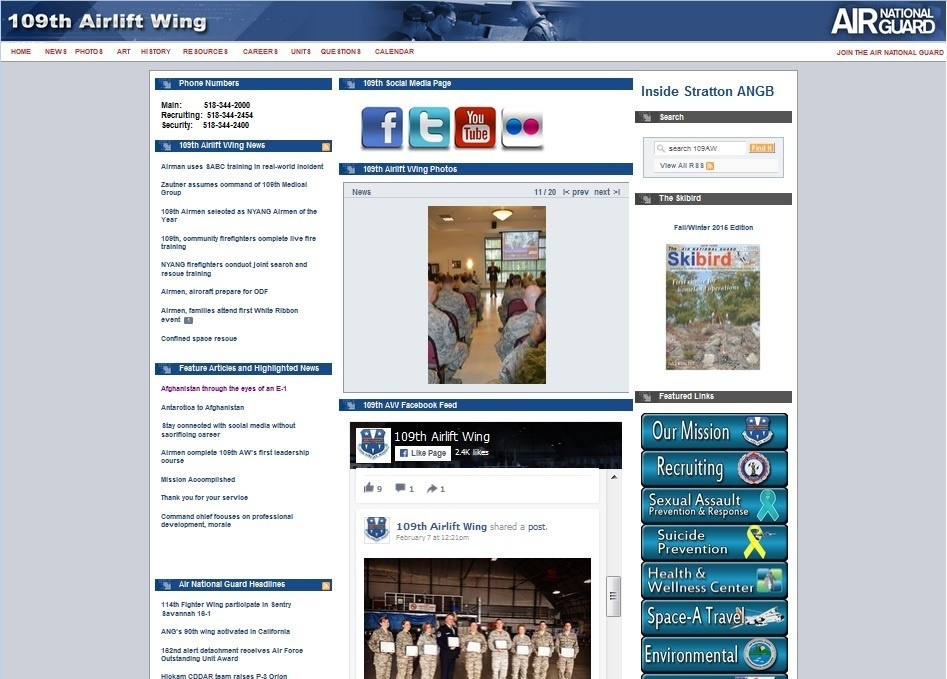 109th Airlift Wing's website judged best in Air National Guard during media competition