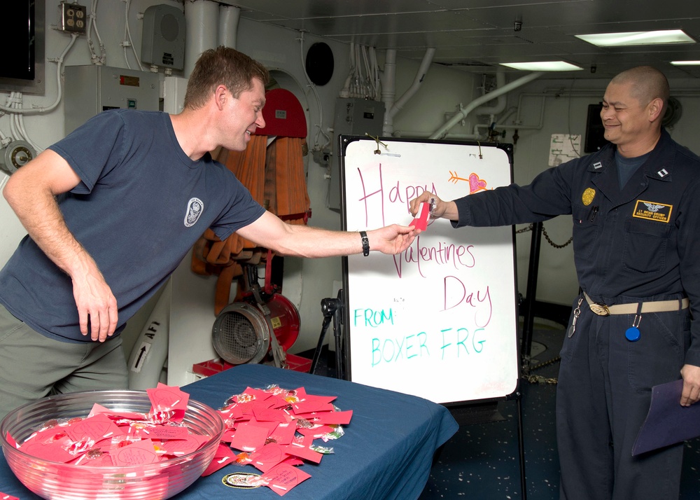 Valentine's Day cards provided for USS Boxer sailors