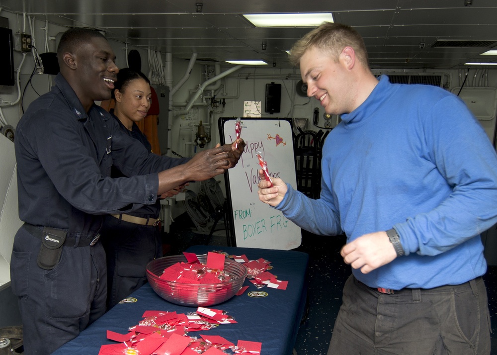 Valentine's Day cards provided for USS Boxer sailors