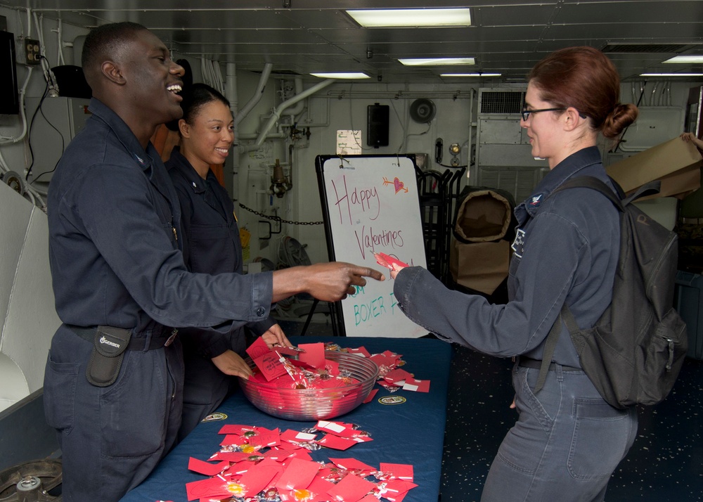 Valentine's Day cards provided for USS Boxer sailors